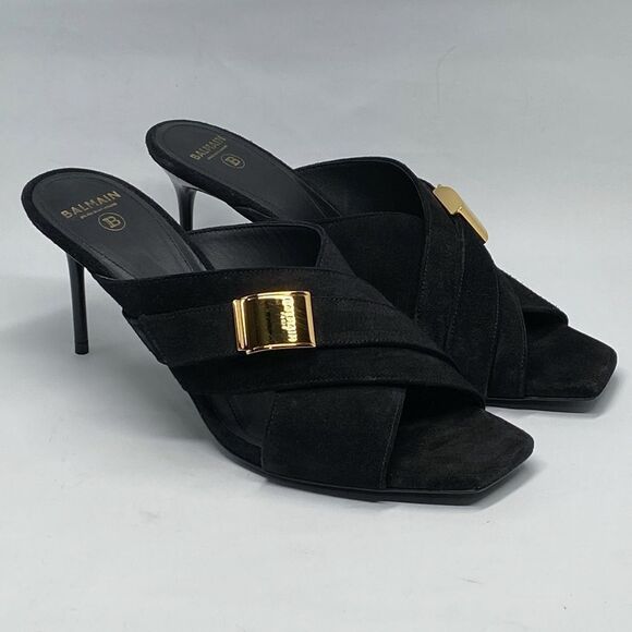 Balmain Uma Mules In Suede Leather size 37.5 - Picture 3 of 15